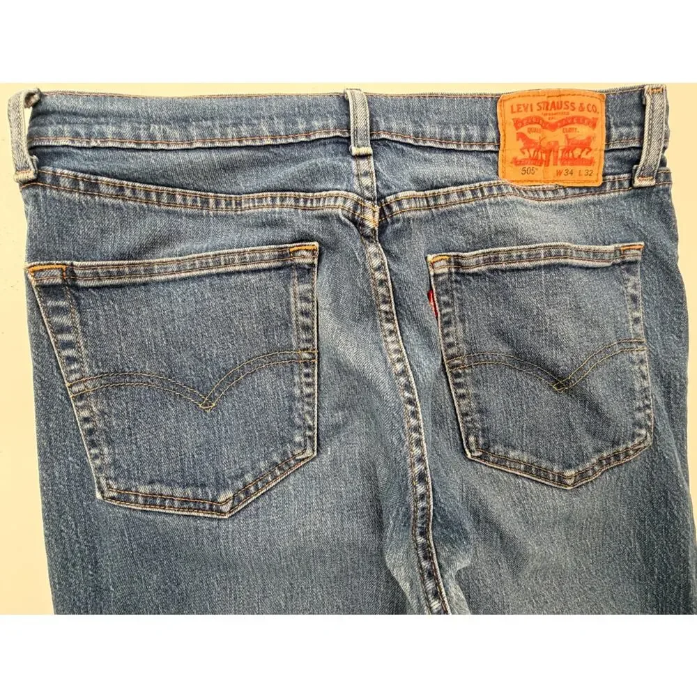 Levi’s Men’s 505 Regular Jeans 34x32 Blue